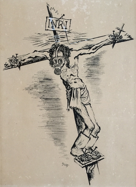 George Grosz Christus mit Gasmaske am Kreuz